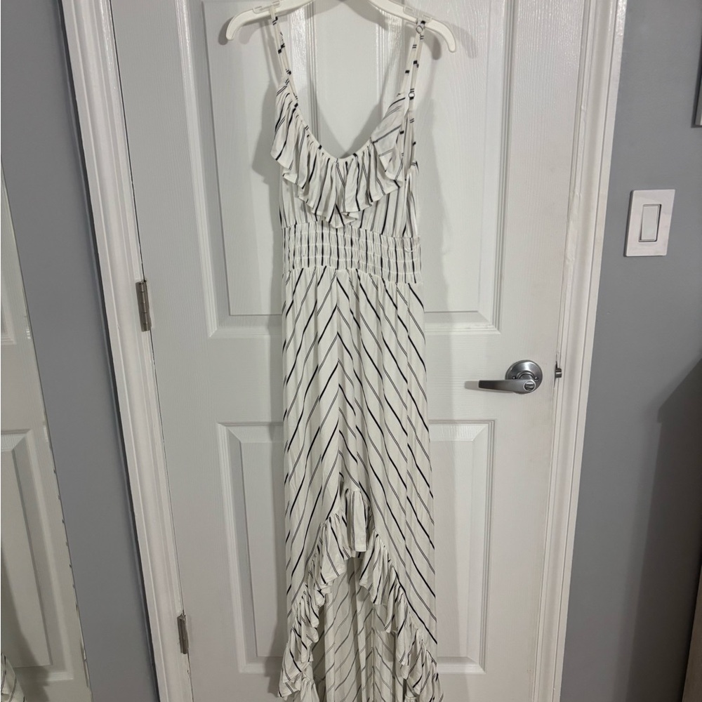 Express Black and White Striped High Low Dress